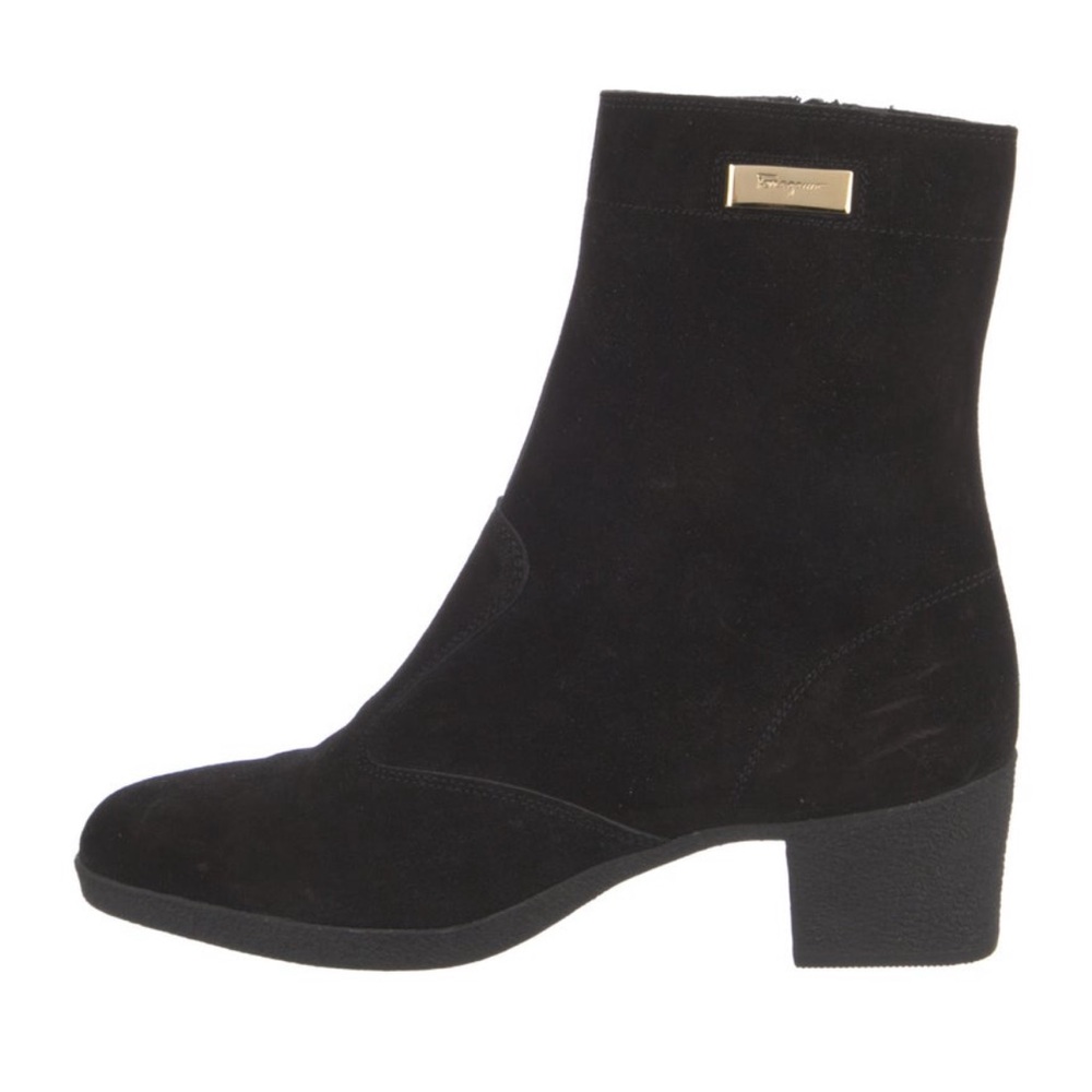 Salvatore Ferragamo Suede Mid-Calf Moto Boots